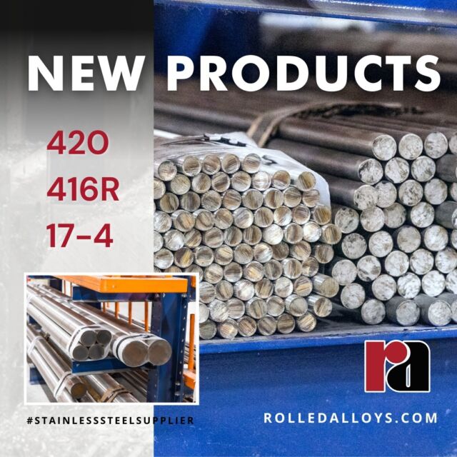 We've recently added new products to our #stainlesssteel inventory.

"With the addition of 420 stainless, we now offer more than 20 grades of stainless bar spanning every family from 300 & 400 series to duplex and precipitation hardening (PH) grades. Expanded inventories combined with our industry leading website and processing capabilities furthers our mission to be the easiest metals sourcing option.”
- Jason Wilson, Director of Long Products

Read more here,
https://www.rolledalloys.com/new-stainless-products-416r-420-17-4-flat-bar/

#StainlessBar #Defense #FlatBar #17-4 #416R #RolledAlloys #SpecialtyMetalSupplier #RichburgRA #ChicagoRA #WindsorRA