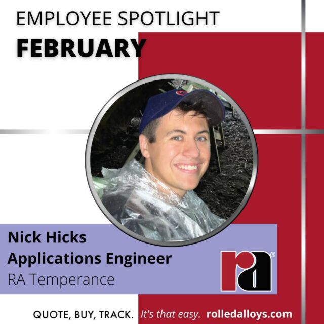 Congratulations to our recent spotlight employees Nick and Kayleigh! Learn more about them at https://www.rolledalloys.com/february-employee-spotlight-droney-hicks/! #RolledAlloys
