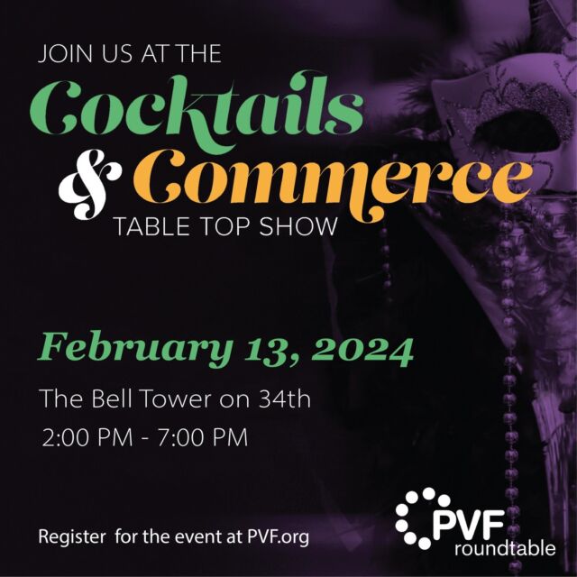 Connect with our Houston team at PVF's Cocktails and Commerce event! Join us for an evening filled with great conversations and networking. For more details or to register for the event, visit www.pvf.org.