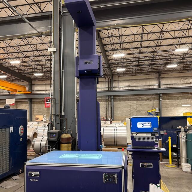 The new PQI machine @ Rolled Alloys Cincinnati. This device shines a bright white light from under the table and a camera at the top of the mast inspects cut parts to tight tolerances. This is a big game-changer for productivity and ease of inspection! #rolledalloys #cincinnatiRA #metalsupplier