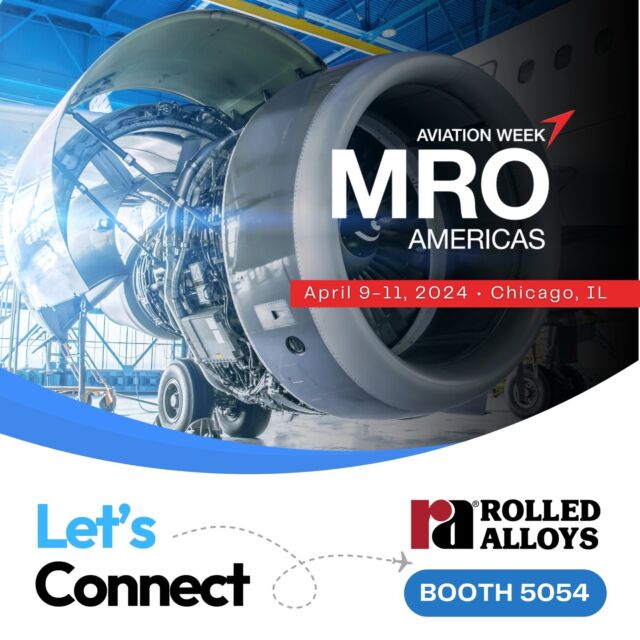 We're gearing up for MRO Americas ✈️ in Chicago. Find us at booth 5054 to discuss your alloys needs! 
#MROAM #RolledAlloys #Aviation