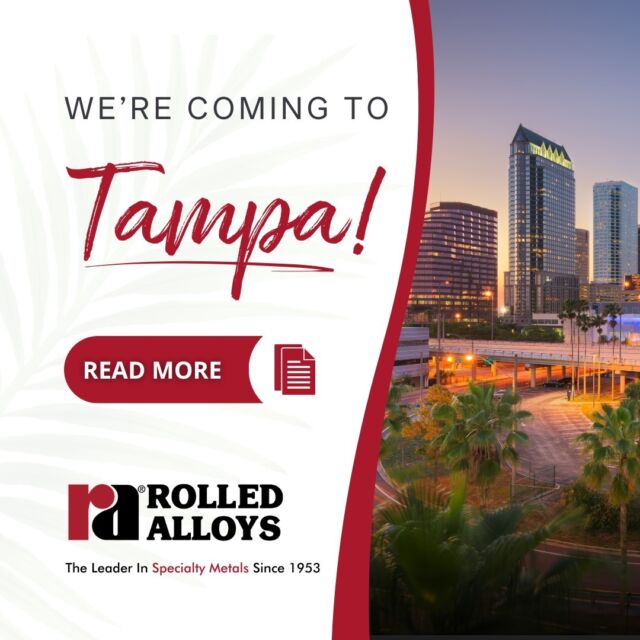 📣 Exciting Expansion News: Hello #TampaRA!

Read more here: https://www.rolledalloys.com/stainless-bar-processing-tampa-florida/

#RolledAlloys #TheLeaderInSpecialtyMetals #QuoteBuyTrack