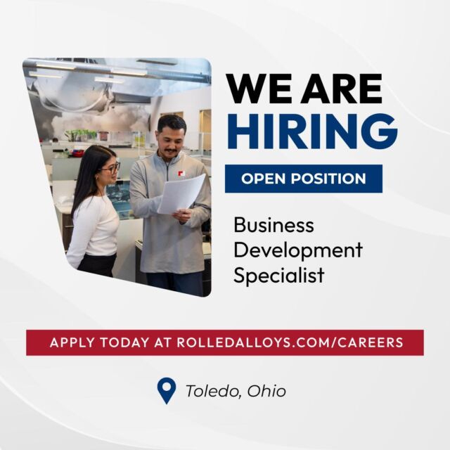 We are seeking a Business Development Specialist to join our Technical Marketing Team in #Toledo, OH. 

🔗 Learn more below and share this opportunity with someone you think might be interested! 
https://www.rolledalloys.com/careers/

#RolledAlloys #SpecialtyMetalSupplier #NowHiringToledo #ToledoJobs